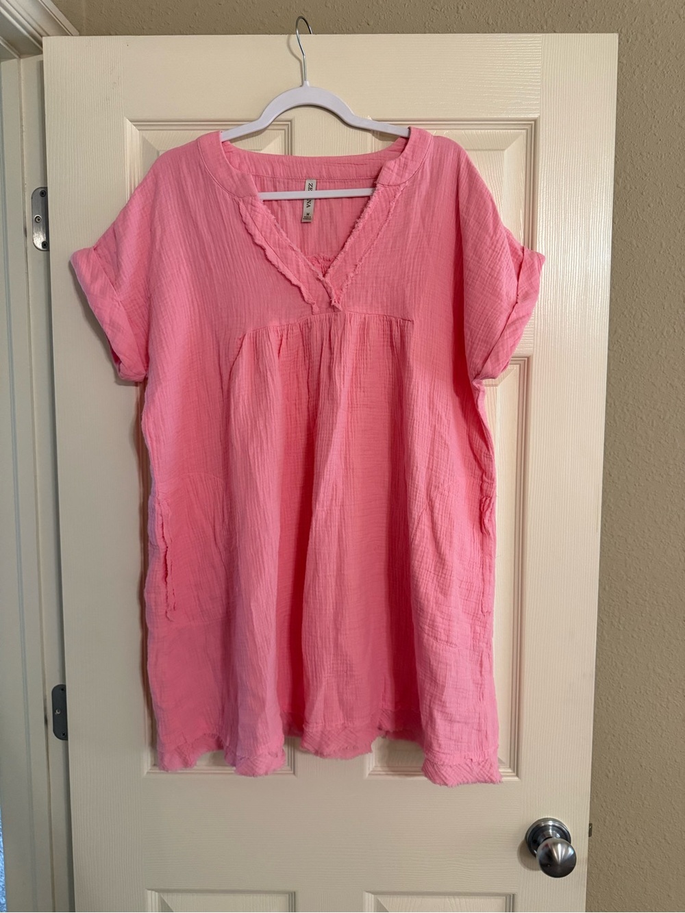 Zenana Outfitters Pink V-Neck Short Tunic Dress